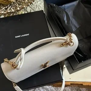 YSL ホワイト　ポシェット Yves Saint Laurent YSL White Kate Leather Crossbody Bag Pony